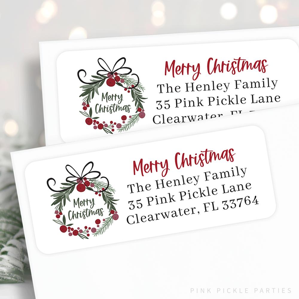 Christmas Address Labels | Personalized Return Address Stickers | Set of 60 | FREE SHIPPING