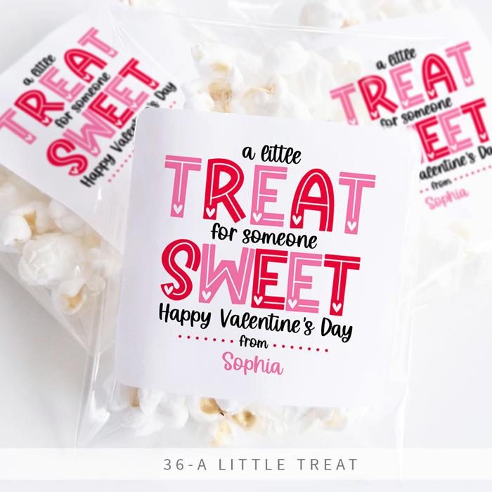 Personalized Valentine's Day Party Stickers with Treat Bags Valentine's Labels  | Set of 24