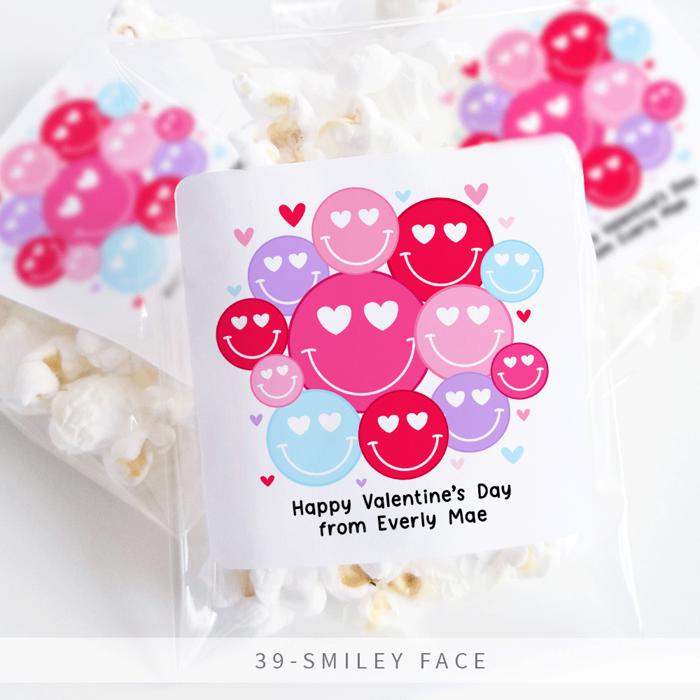 Personalized Valentine's Day Party Stickers with Treat Bags Valentine's Labels  | Set of 24