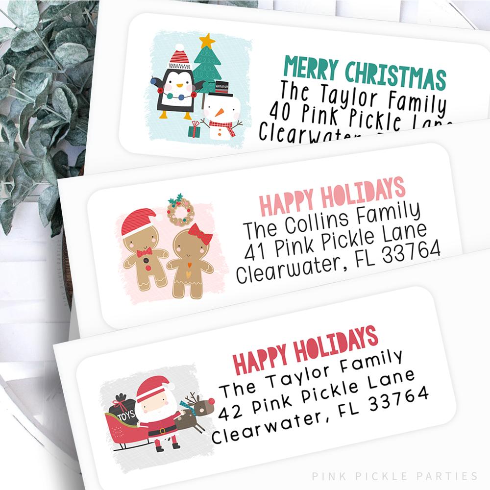 Christmas Address Labels | Personalized Return Address Stickers | Set of 60 | FREE SHIPPING