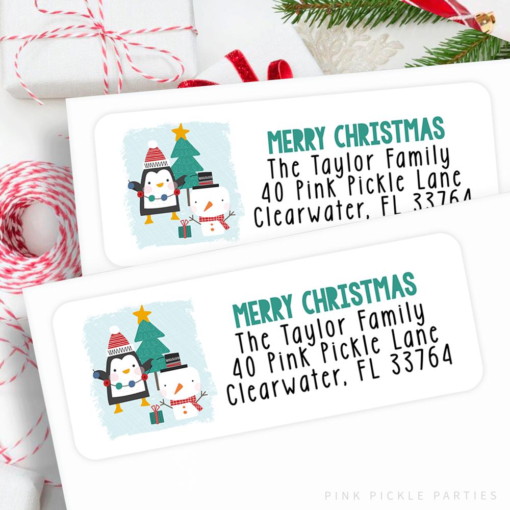 Christmas Address Labels | Personalized Return Address Stickers | Set of 60 | FREE SHIPPING