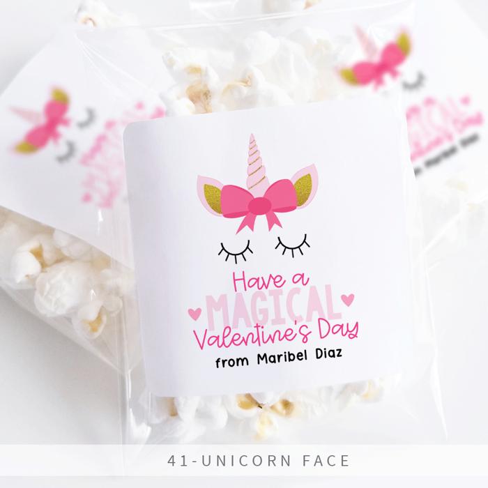 Personalized Valentine's Day Party Stickers with Treat Bags Valentine's Labels  | Set of 24