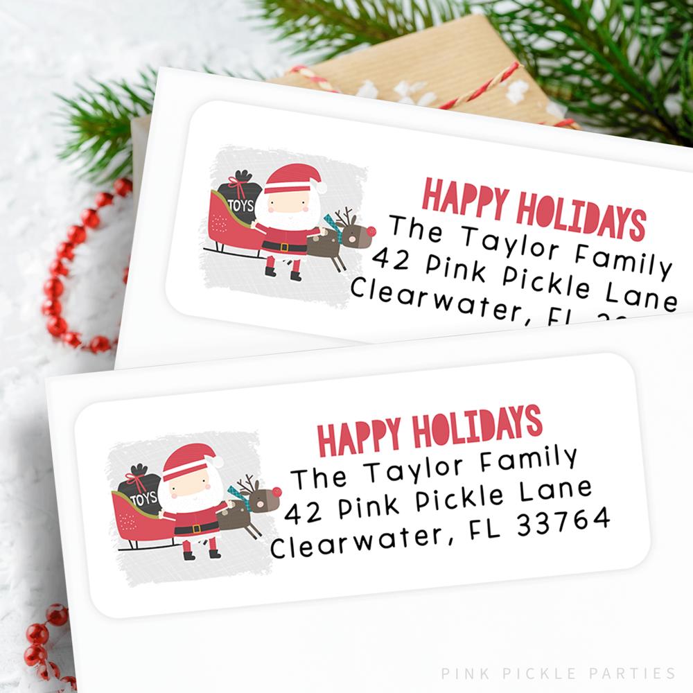 Christmas Address Labels | Personalized Return Address Stickers | Set of 60 | FREE SHIPPING