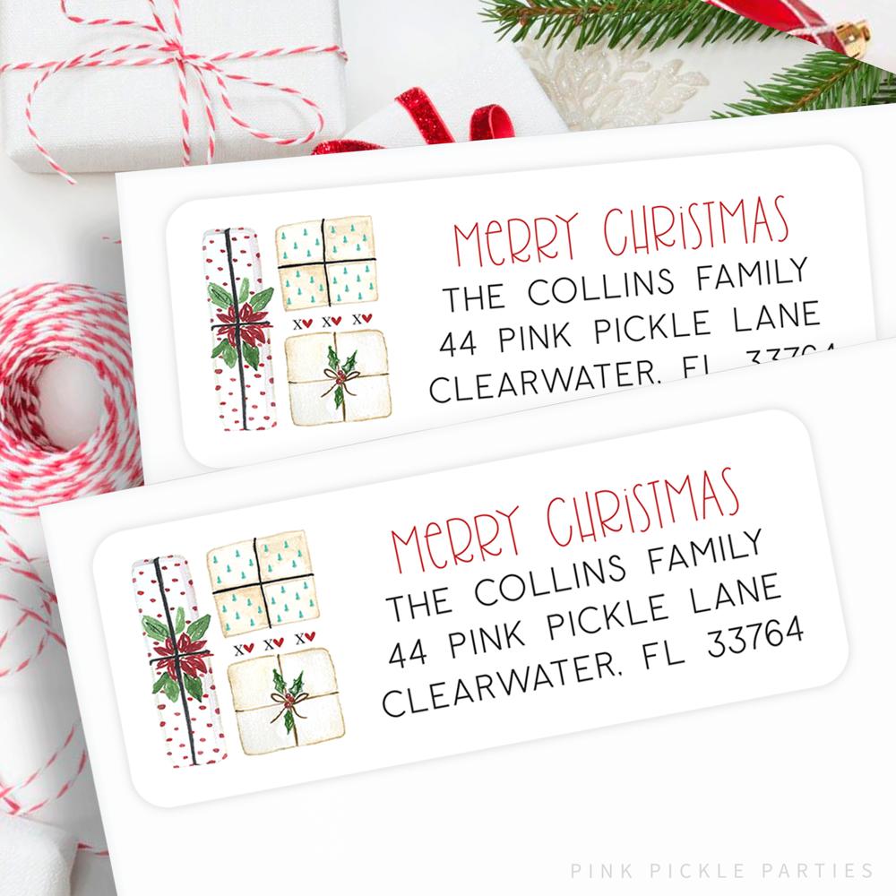 Christmas Address Labels | Personalized Return Address Stickers | Set of 60 | FREE SHIPPING