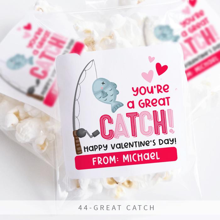 Personalized Valentine's Day Party Stickers with Treat Bags Valentine's Labels  | Set of 24