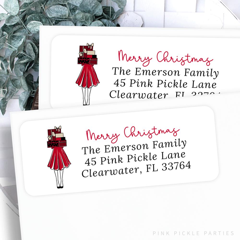 Christmas Address Labels | Personalized Return Address Stickers | Set of 60 | FREE SHIPPING