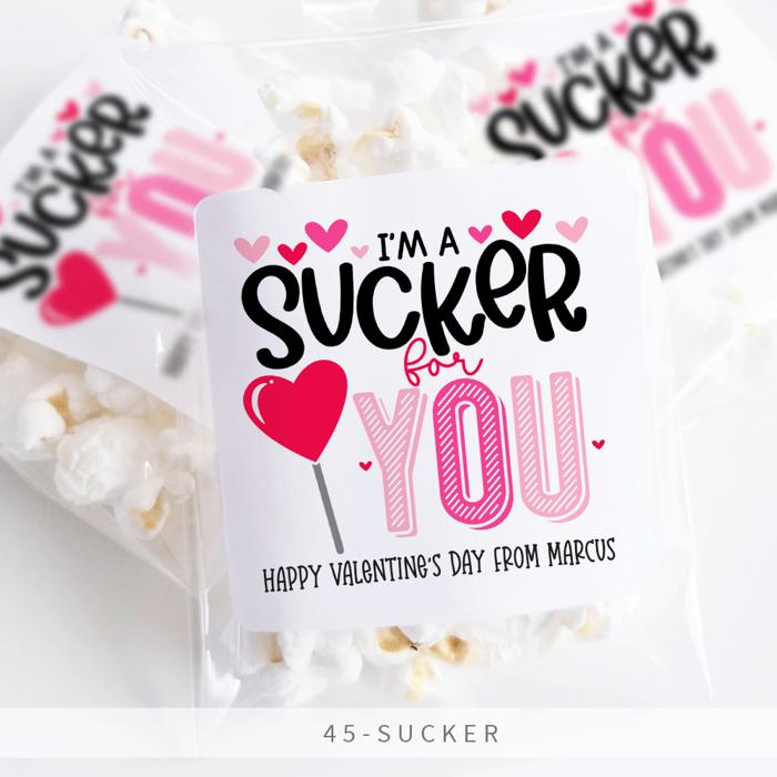 Personalized Valentine's Day Party Stickers with Treat Bags Valentine's Labels  | Set of 24