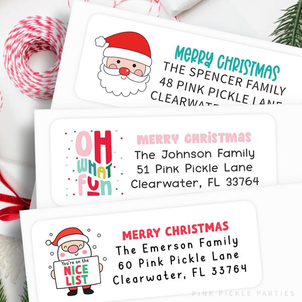 Christmas Address Labels | Personalized Return Address Stickers | Set of 60 | FREE SHIPPING