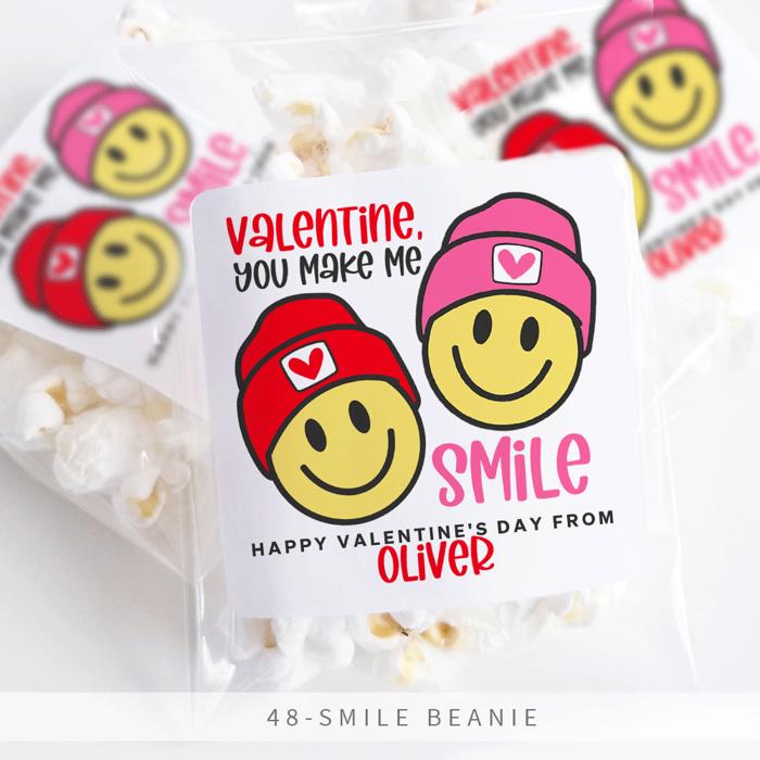 Personalized Valentine's Day Party Stickers with Treat Bags Valentine's Labels  | Set of 24