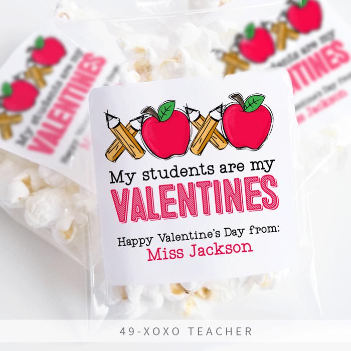 Personalized Valentine's Day Party Stickers with Treat Bags Valentine's Labels  | Set of 24