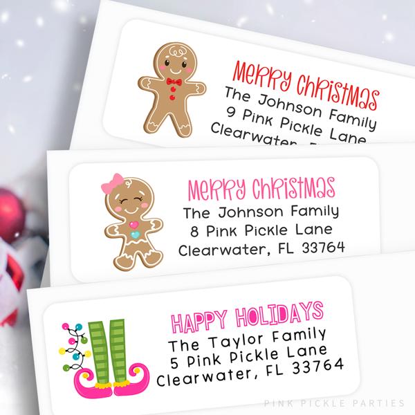 Christmas Address Labels | Personalized Return Address Stickers | Set of 60 | FREE SHIPPING