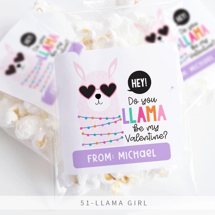 Personalized Valentine's Day Party Stickers with Treat Bags Valentine's Labels  | Set of 24