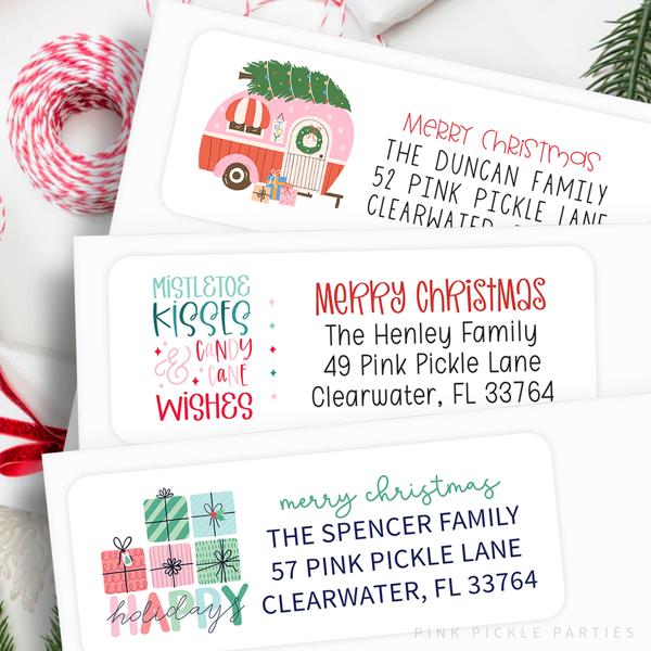 Christmas Address Labels | Personalized Return Address Stickers | Set of 60 | FREE SHIPPING