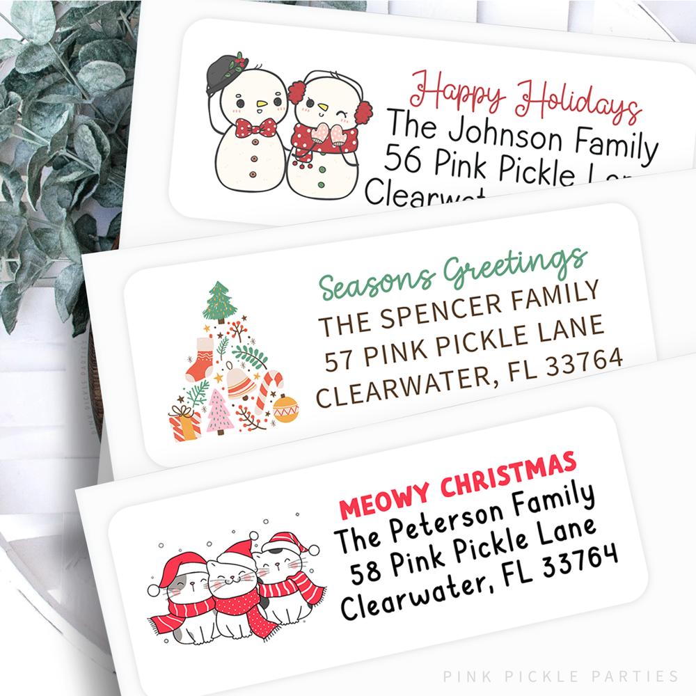 Christmas Address Labels | Personalized Return Address Stickers | Set of 60 | FREE SHIPPING