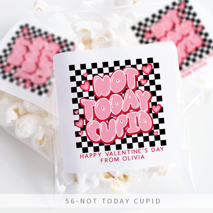 Personalized Valentine's Day Party Stickers with Treat Bags Valentine's Labels  | Set of 24