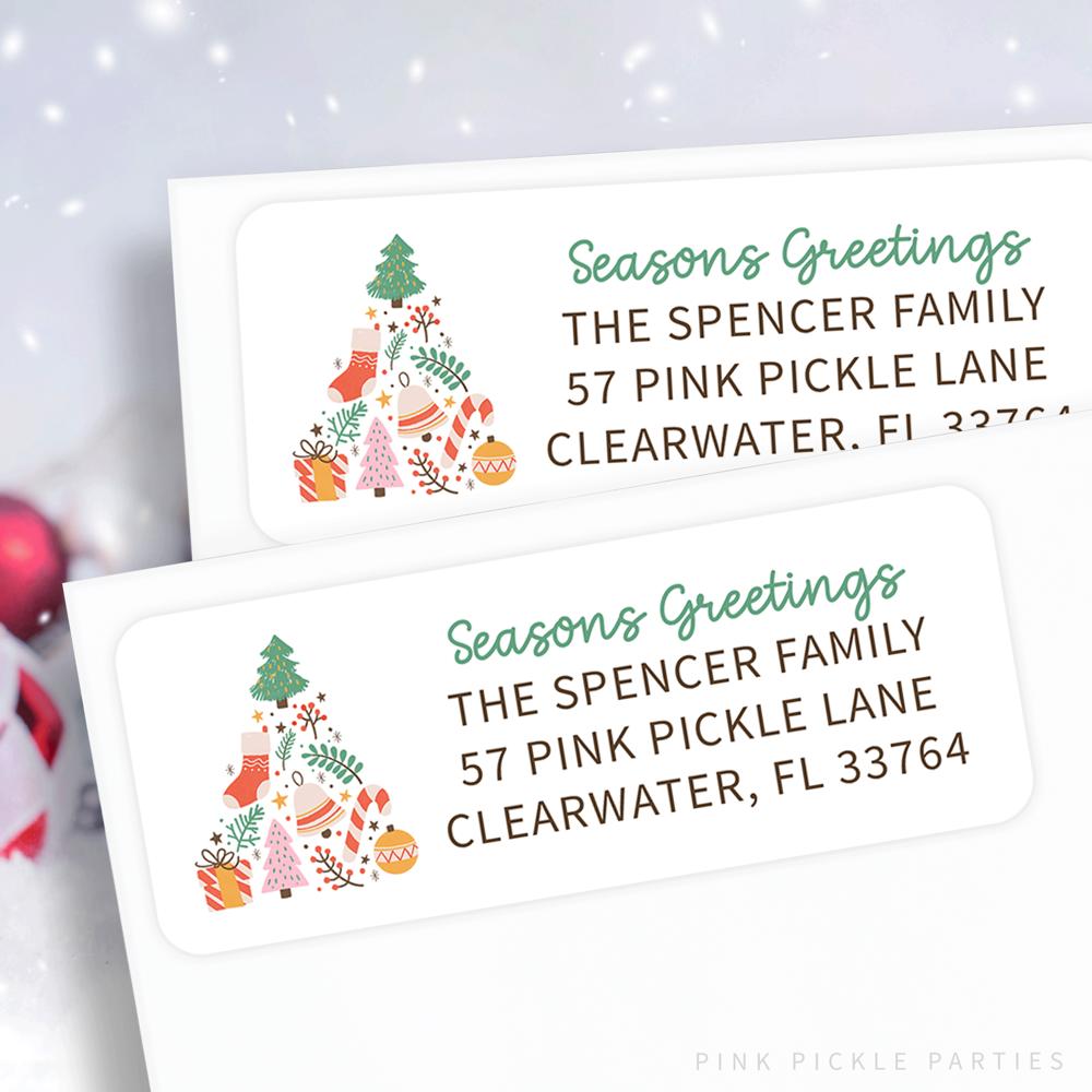 Christmas Address Labels | Personalized Return Address Stickers | Set of 60 | FREE SHIPPING