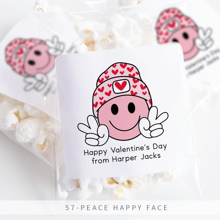 Personalized Valentine's Day Party Stickers with Treat Bags Valentine's Labels  | Set of 24