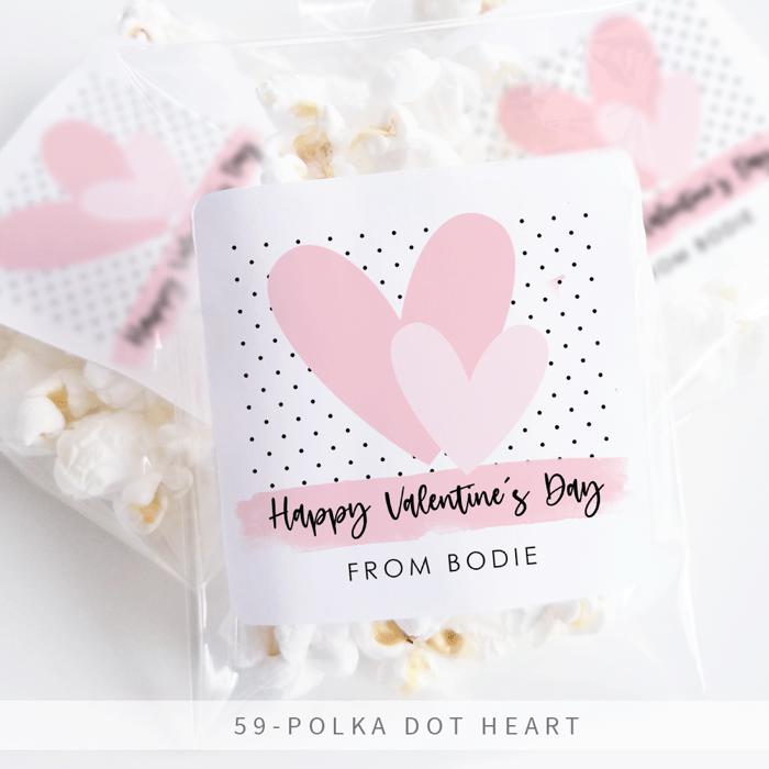 Personalized Valentine's Day Party Stickers with Treat Bags Valentine's Labels  | Set of 24