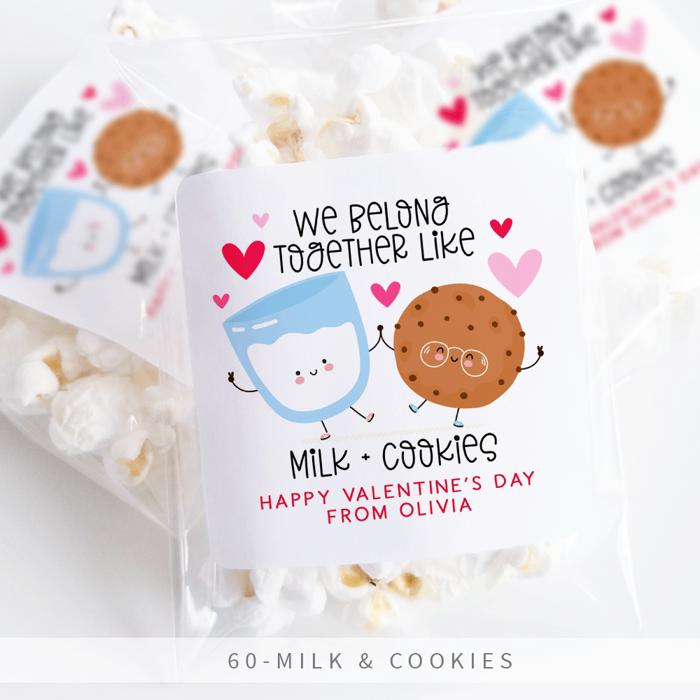 Personalized Valentine's Day Party Stickers with Treat Bags Valentine's Labels  | Set of 24