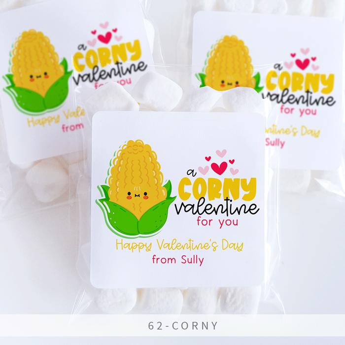 Personalized Valentine's Day Party Stickers with Treat Bags Valentine's Labels  | Set of 24