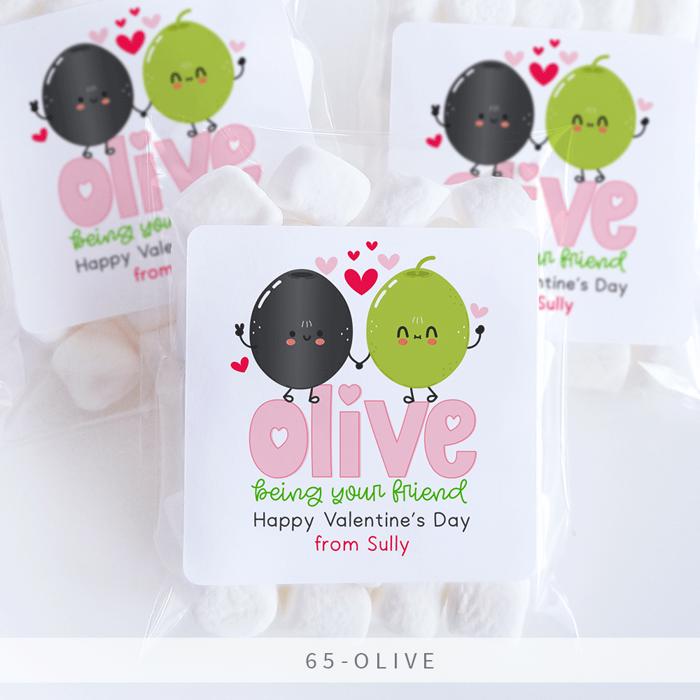 Personalized Valentine's Day Party Stickers with Treat Bags Valentine's Labels  | Set of 24