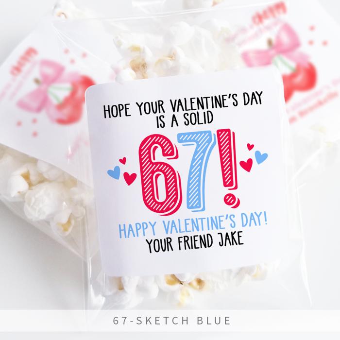 6-7 Valentine's Day Personalized Party Stickers with Treat Bags Valentine's Labels  | Set of 12