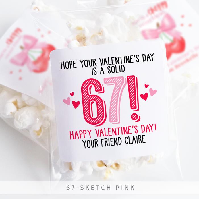 6-7 Valentine's Day Personalized Party Stickers with Treat Bags Valentine's Labels  | Set of 12