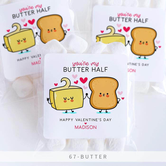 Personalized Valentine's Day Party Stickers with Treat Bags Valentine's Labels  | Set of 24