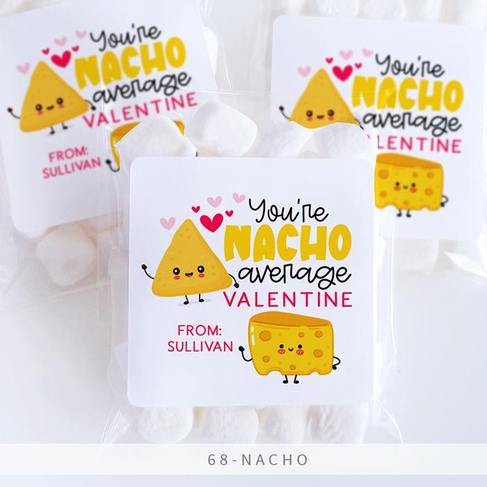 Personalized Valentine's Day Party Stickers with Treat Bags Valentine's Labels  | Set of 24