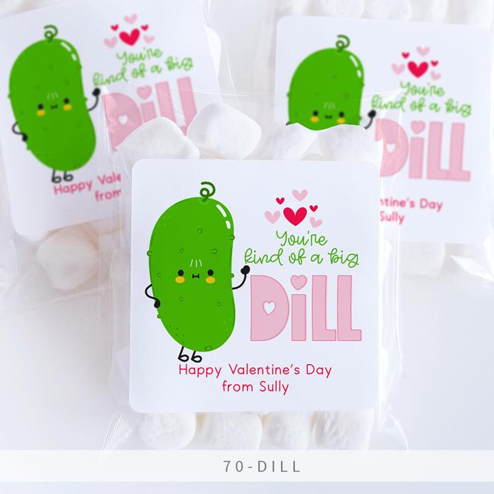 Personalized Valentine's Day Party Stickers with Treat Bags Valentine's Labels  | Set of 24