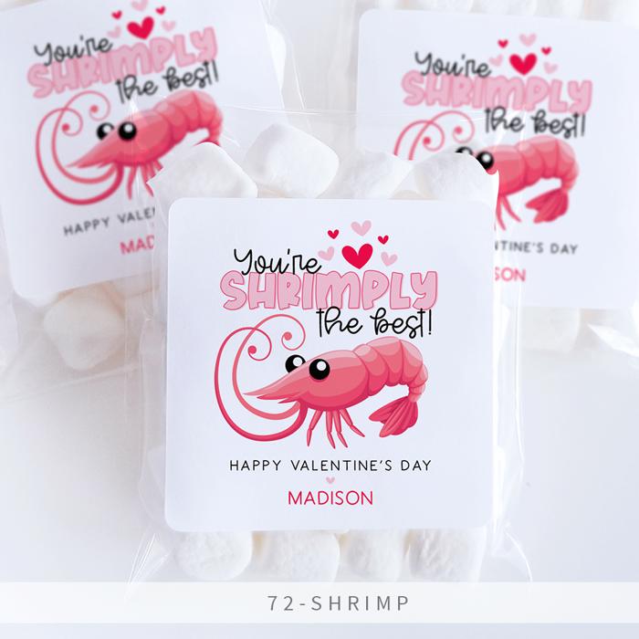 Personalized Valentine's Day Party Stickers with Treat Bags Valentine's Labels  | Set of 24