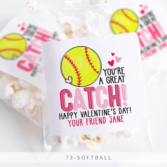 Personalized Valentine's Day Party Stickers with Treat Bags Valentine's Labels  | Set of 24