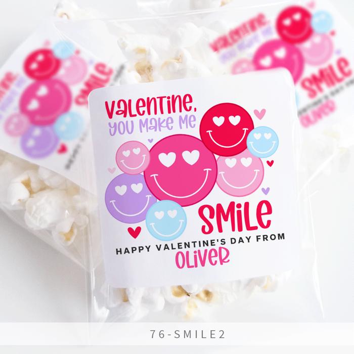 Personalized Valentine's Day Party Stickers with Treat Bags Valentine's Labels  | Set of 24