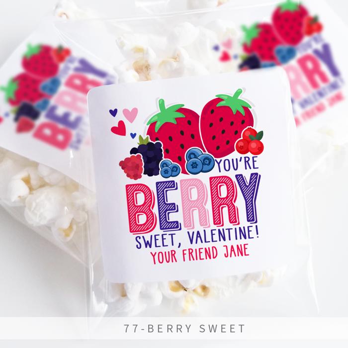 Personalized Valentine's Day Party Stickers with Treat Bags Valentine's Labels  | Set of 24