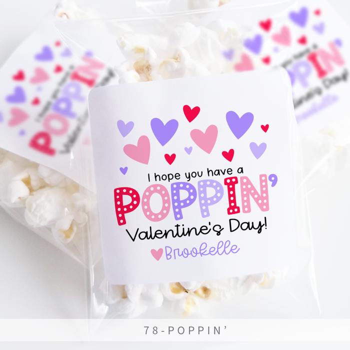 Personalized Valentine's Day Party Stickers with Treat Bags Valentine's Labels  | Set of 24