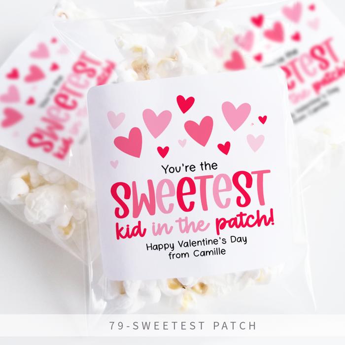 Personalized Valentine's Day Party Stickers with Treat Bags Valentine's Labels  | Set of 24