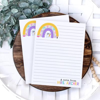 Personalized Teacher Notepad | School Rainbow Notepad | Teacher Gift | FREE SHIPPING