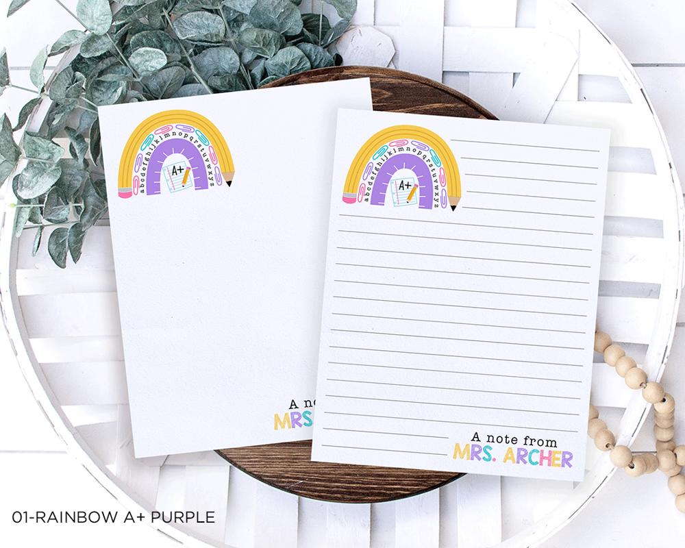 Personalized Teacher Notepad | School Rainbow Notepad | Teacher Gift | FREE SHIPPING