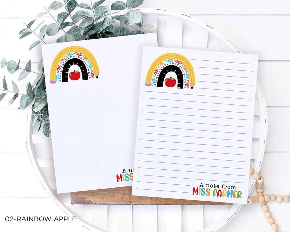 Personalized Teacher Notepad | School Rainbow Notepad | Teacher Gift | FREE SHIPPING