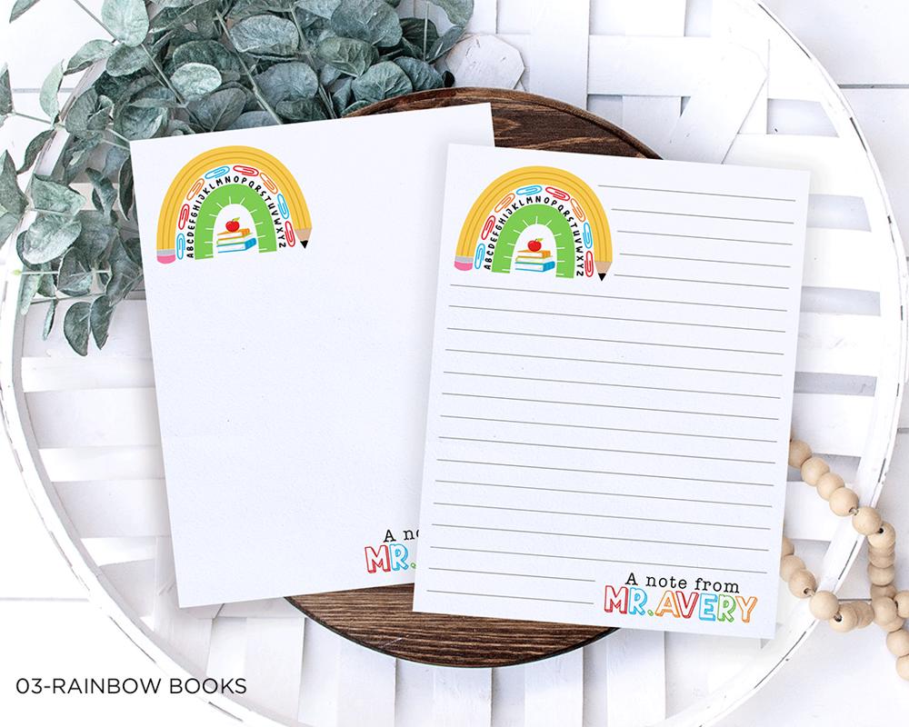 Personalized Teacher Notepad | School Rainbow Notepad | Teacher Gift | FREE SHIPPING