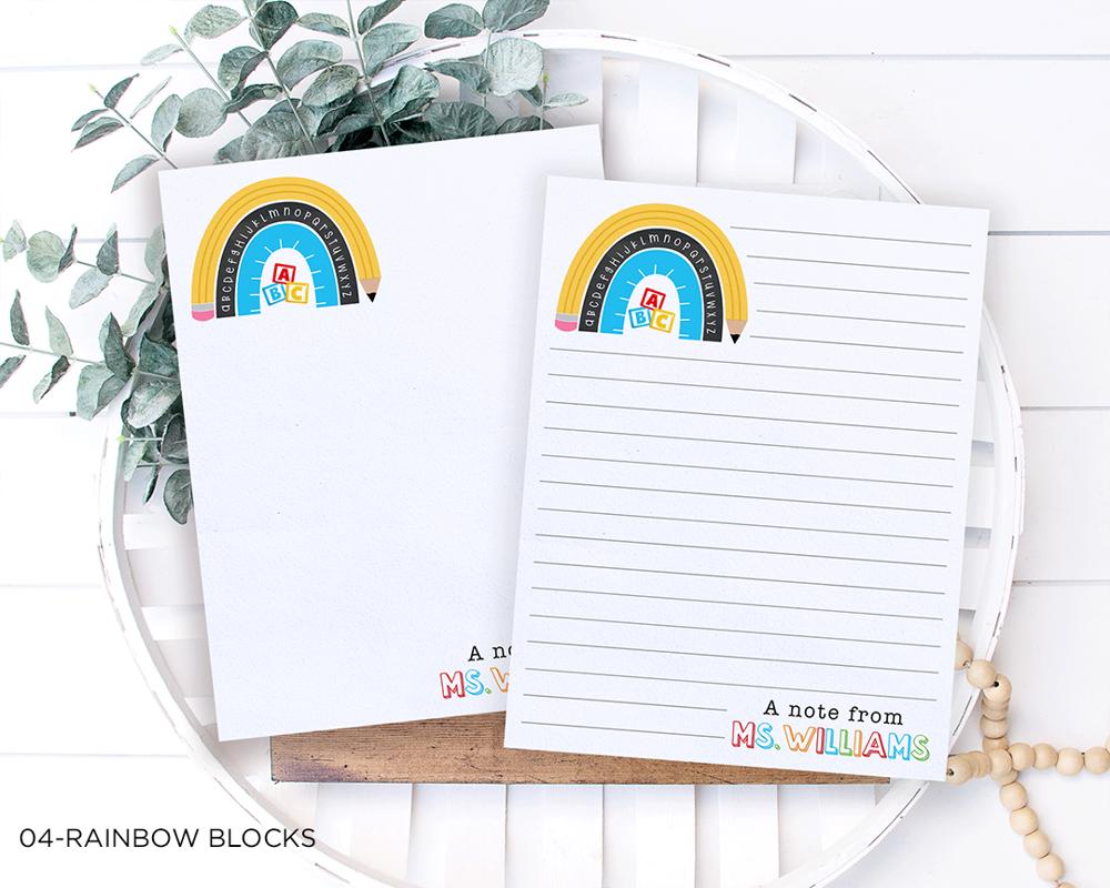 Personalized Teacher Notepad | School Rainbow Notepad | Teacher Gift | FREE SHIPPING