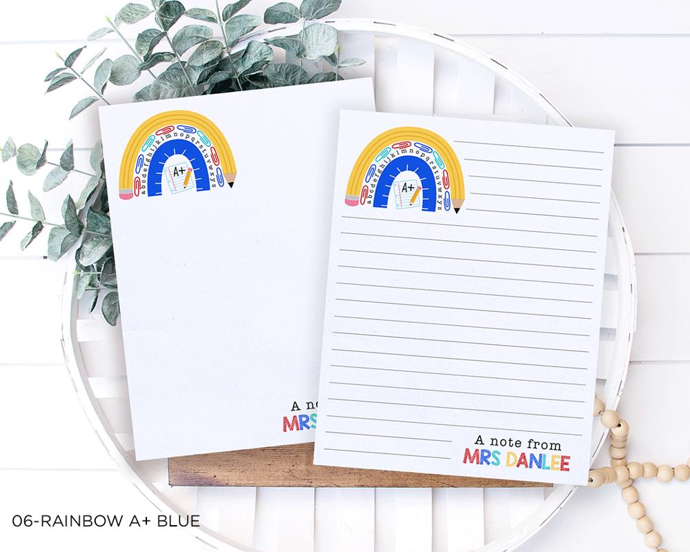 Personalized Teacher Notepad | School Rainbow Notepad | Teacher Gift | FREE SHIPPING