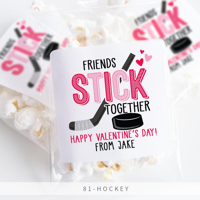 Personalized Valentine's Day Party Stickers with Treat Bags Valentine's Labels  | Set of 24