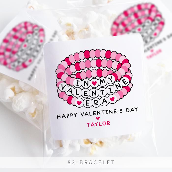 Personalized Valentine's Day Party Stickers with Treat Bags Valentine's Labels  | Set of 24