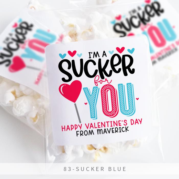 Personalized Valentine's Day Party Stickers with Treat Bags Valentine's Labels  | Set of 24