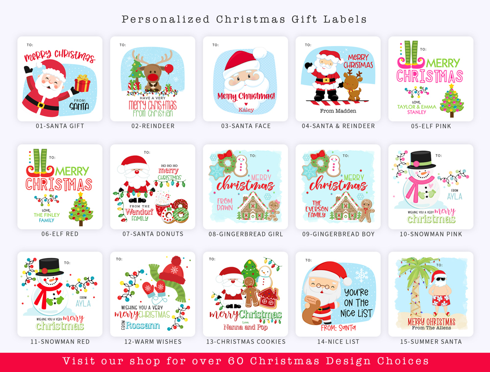 Personalized Christmas Gift Sticker Labels | Set of 24 | FREE SHIPPING