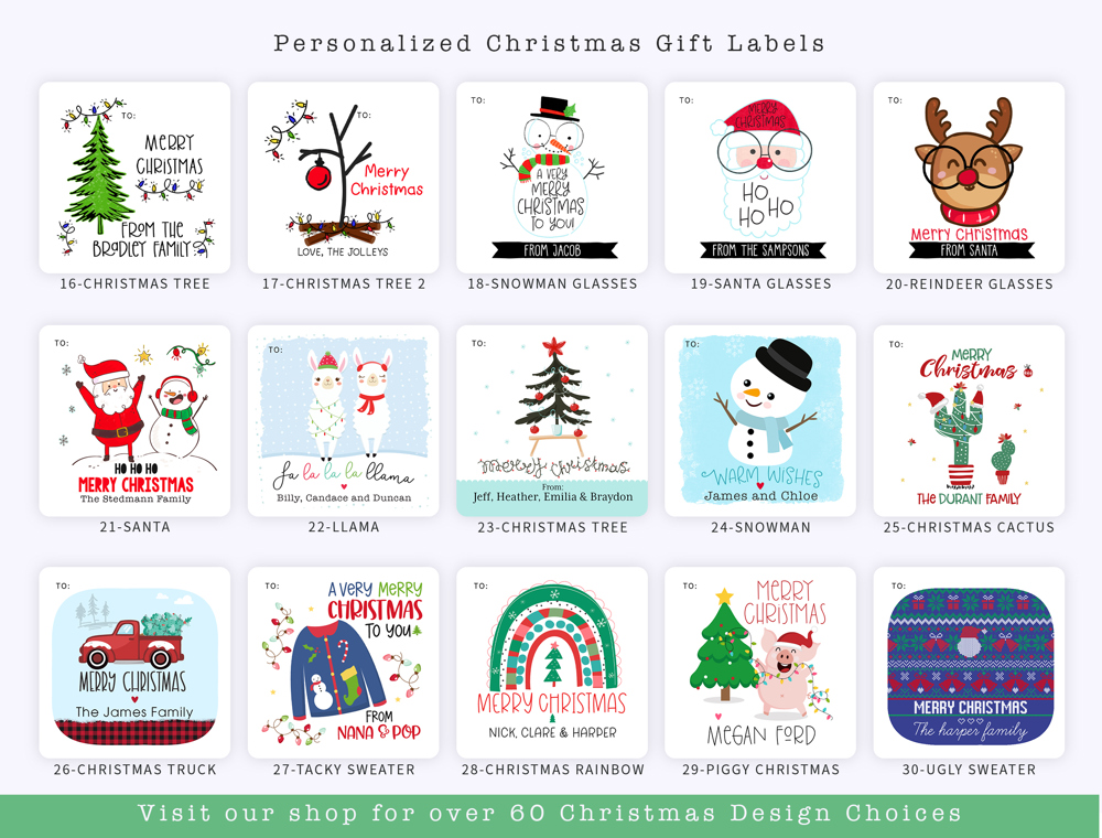 Personalized Christmas Gift Sticker Labels | Set of 24 | FREE SHIPPING