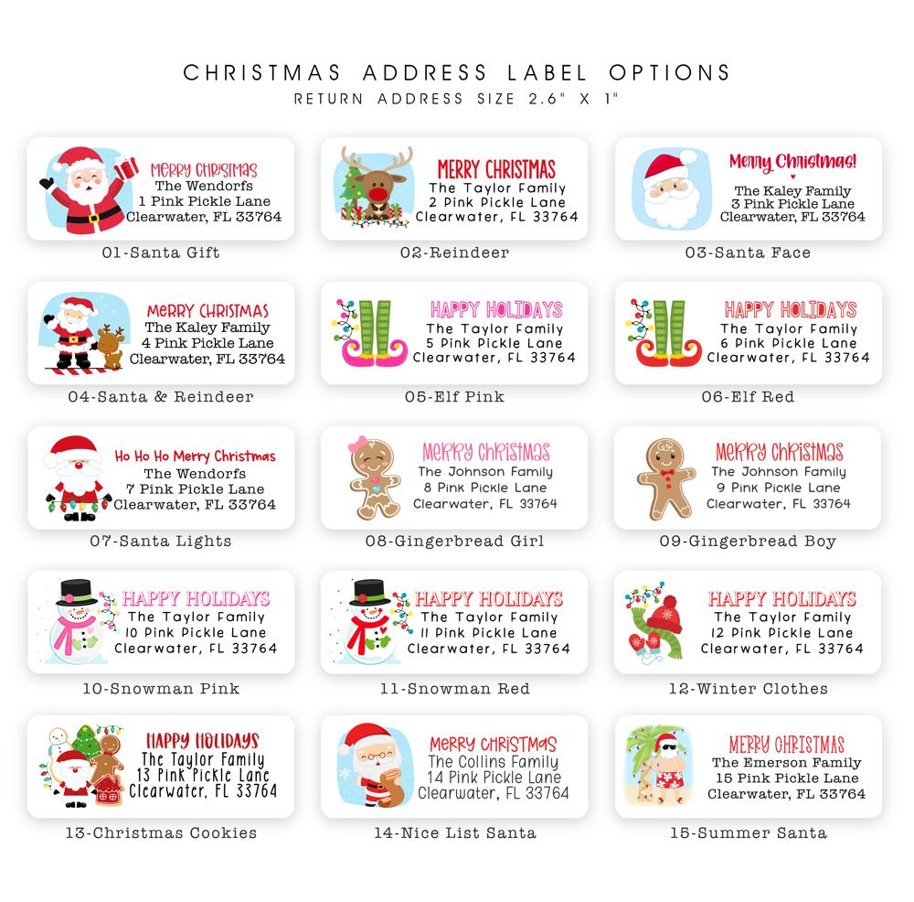 Christmas Address Labels | Personalized Return Address Stickers | Set of 60 | FREE SHIPPING