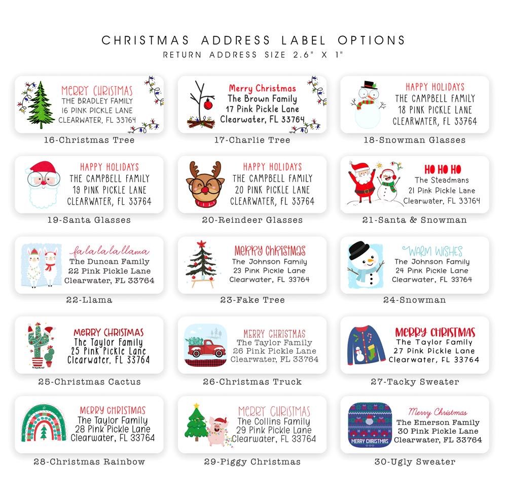 Christmas Address Labels | Personalized Return Address Stickers | Set of 60 | FREE SHIPPING