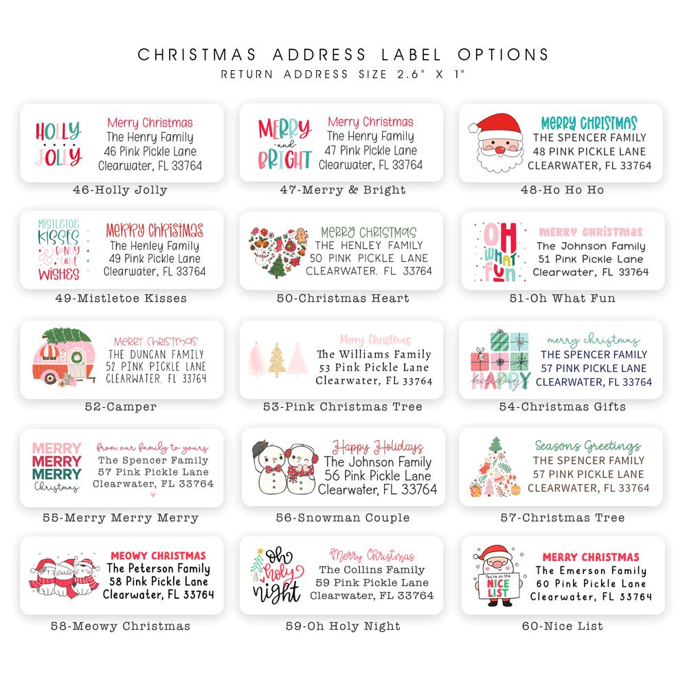 Christmas Address Labels | Personalized Return Address Stickers | Set of 60 | FREE SHIPPING